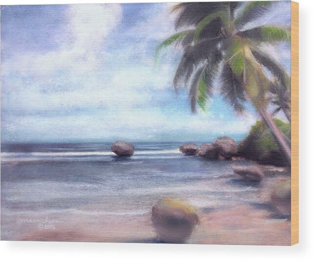 Tropical Wood Print featuring the pastel Come with me to our paradise getaway by Melissa Herrin