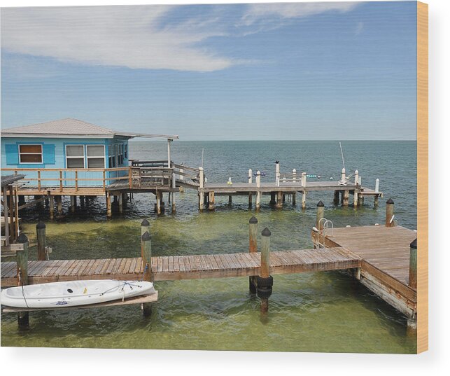 Florida Wood Print featuring the photograph Conch Key Blue Cottage by Ginger Wakem