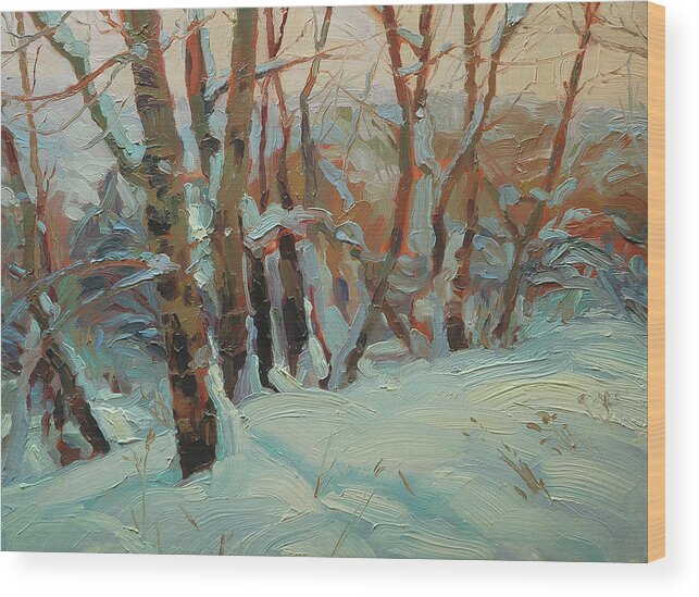 Winter Wood Print featuring the painting Cottonwood Grove by Steve Henderson