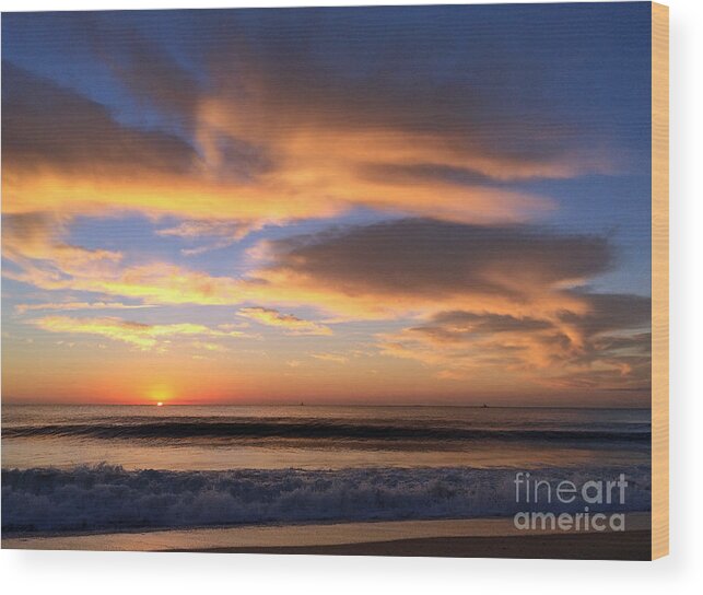 Landscape Wood Print featuring the photograph Creamsicle Clouds III by Mary Haber