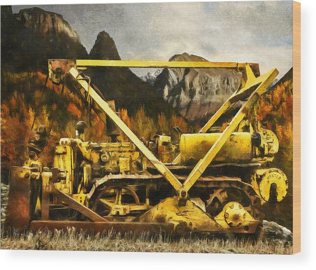 Caterpillar Wood Print featuring the photograph D-4 Cable Blade Cat by Fred Denner
