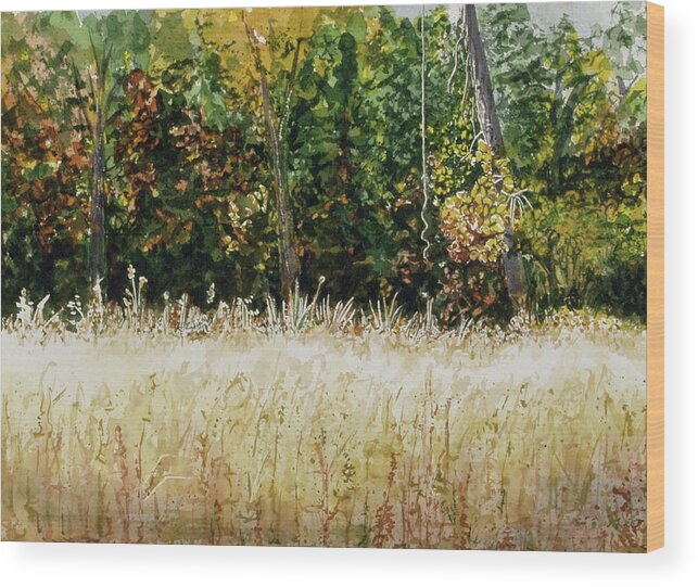 Landscape Wood Print featuring the painting D Vine by Lynn Babineau