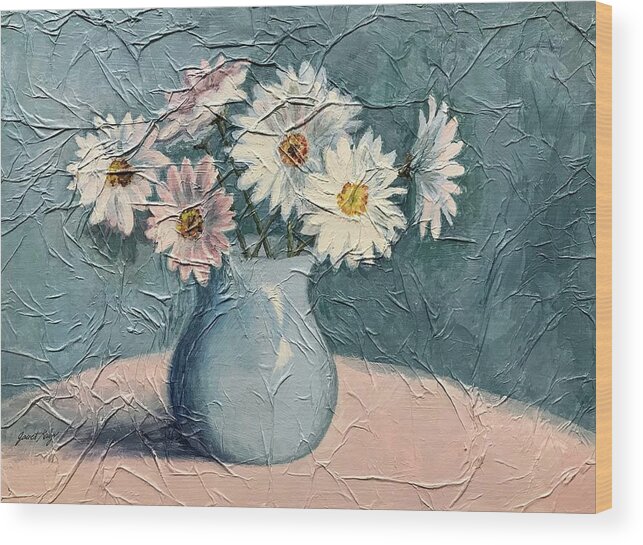 Daisies Wood Print featuring the painting Daisies by Janet King