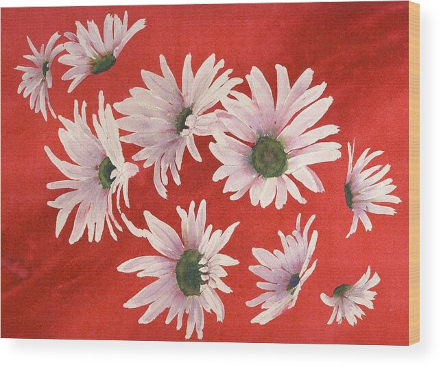 Flowers Wood Print featuring the painting Daisy Chain by Ruth Kamenev