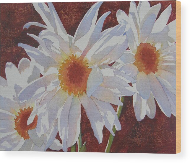 Daisies Wood Print featuring the painting Daisy Dazzle by Judy Mercer