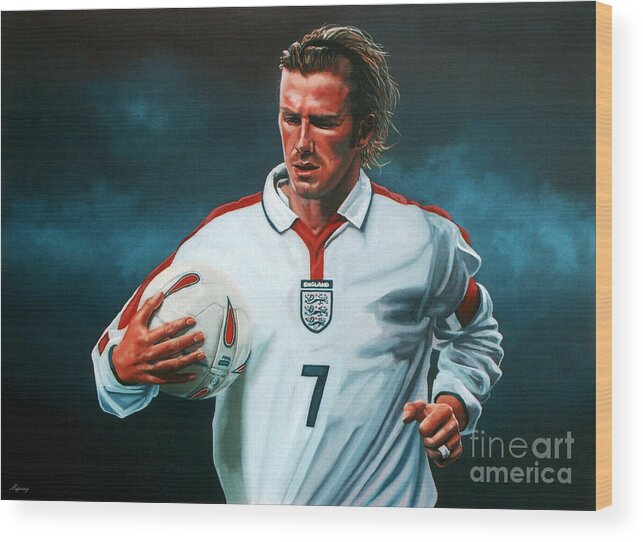 David Beckham Wood Print featuring the painting David Beckham by Paul Meijering