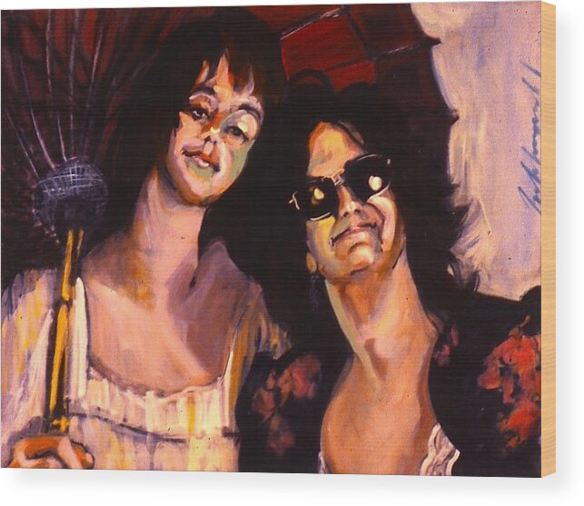 Portraits Wood Print featuring the painting Debbie and Kate by Les Leffingwell