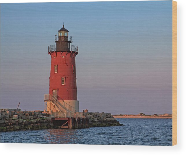 Lighthouse Wood Print featuring the photograph Delaware Breakwater Light 2017 by Robert Pilkington