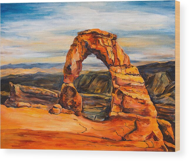 Arch Wood Print featuring the painting Delicate Arch by Sally Quillin