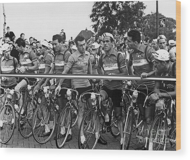 Sport Wood Print featuring the photograph Departure of Tour De France in Amsterdam July 8, 1954 by French School