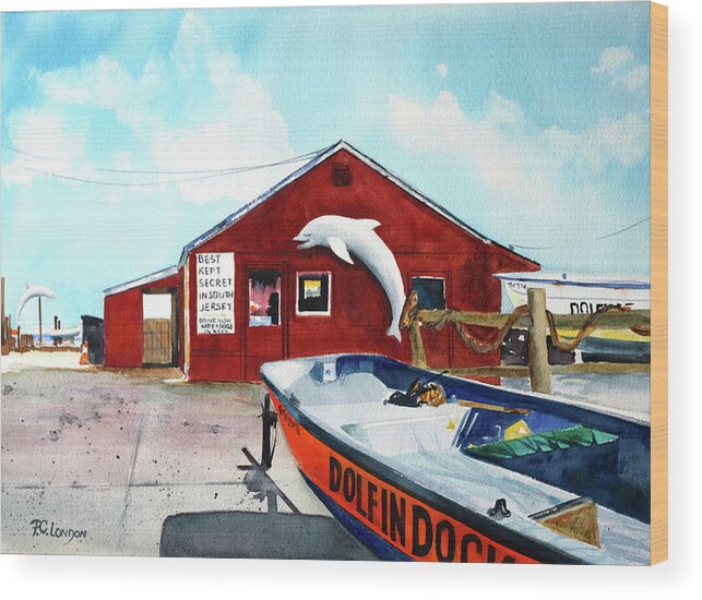 Dolphin Dock Wood Print featuring the painting Dolphin Dock II by Phyllis London
