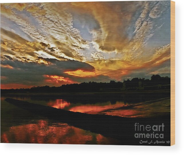 Clouds Wood Print featuring the photograph Drama in the Sky at the Sunset Hour by Carol F Austin