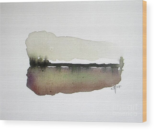 Abstract Wood Print featuring the painting Dusk Silence by Vesna Antic
