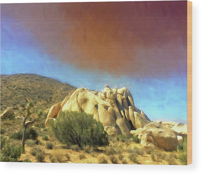 Dust Storm Wood Print featuring the painting Dust Storm Over Joshua Tree by Dominic Piperata