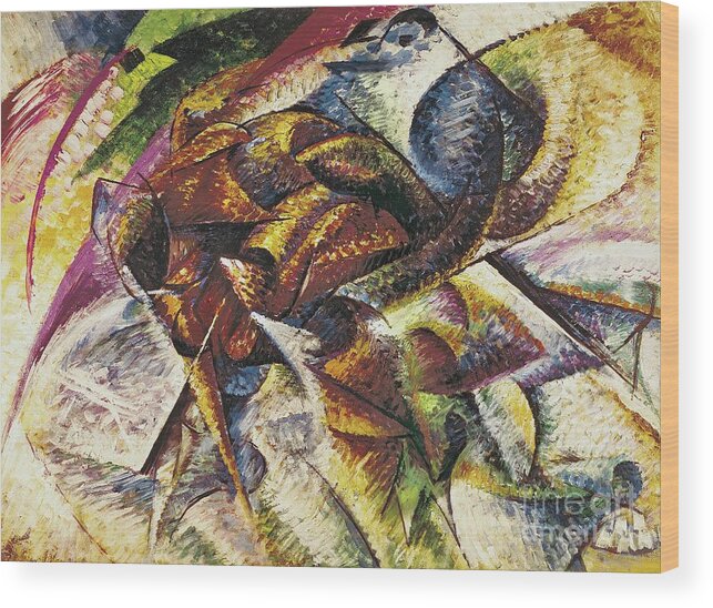 Dynamism Of A Cyclist Wood Print featuring the painting Dynamism of a Cyclist by Umberto Boccioni