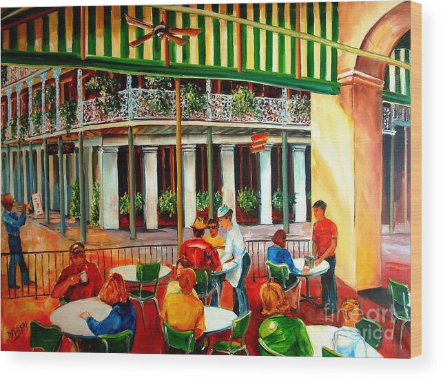 New Orleans Wood Print featuring the painting Early Morning at the Cafe Du Monde by Diane Millsap