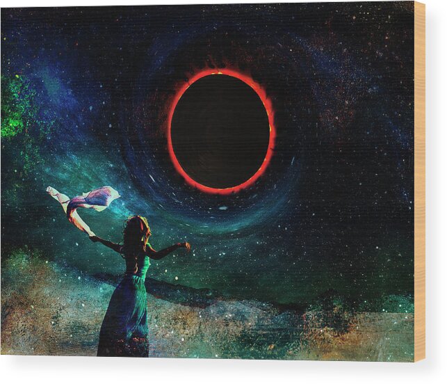Eclipse Wood Print featuring the digital art Eclipse 2017 by Sandra Selle Rodriguez