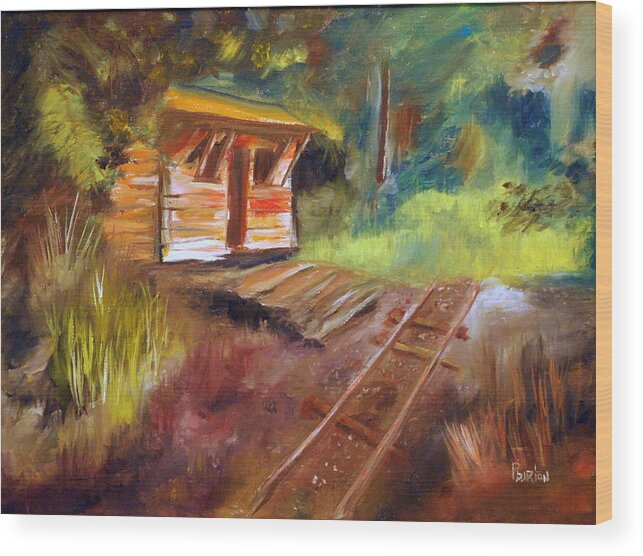 Impressionist Abandoned Rail Line Wood Print featuring the painting End Of The Line by Phil Burton