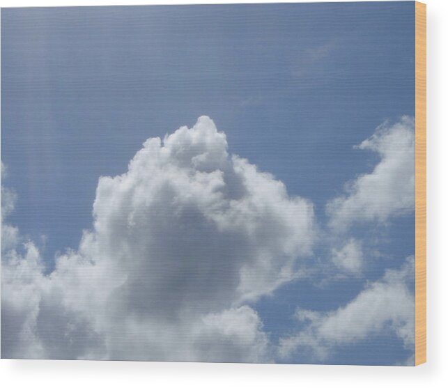 Face In The Clouds. Wood Print featuring the photograph Face by Anthony Haight