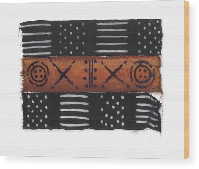 Mud Cloth Wood Print featuring the mixed media Family Union by Anthony Burks Sr