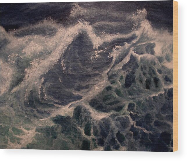Waves Wood Print featuring the painting Fear by Glory Fraulein Wolfe