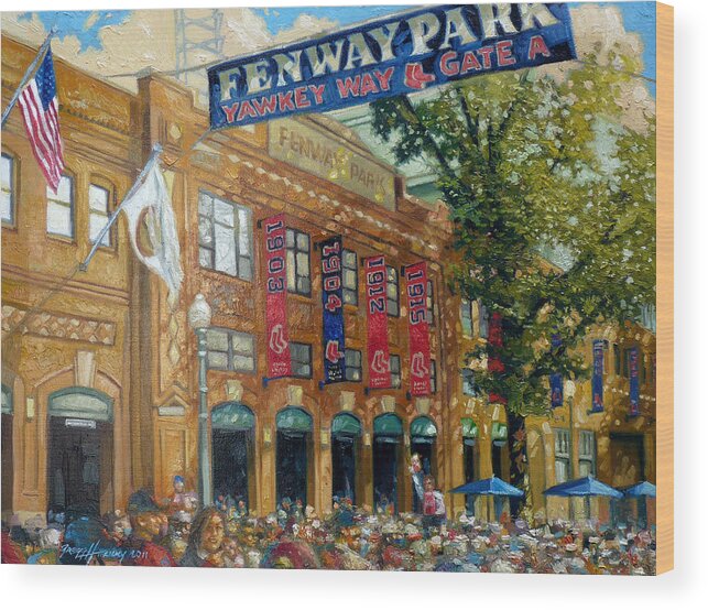 Fenway Park Wood Print featuring the painting Fenway Summer by Gregg Hinlicky