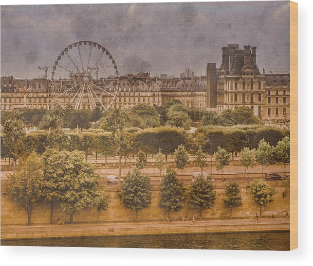 Paris Wood Print featuring the photograph Paris, France - Ferris Wheel by Mark Forte