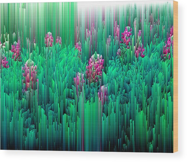 Glitch Wood Print featuring the digital art Field of Glitches - Pixel Art by Jennifer Walsh