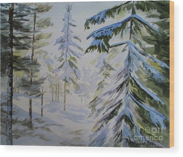 Winter Landscape Wood Print featuring the painting First Snow and Sunshine by Martin Howard