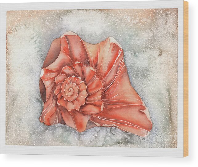 Seashell Wood Print featuring the painting Florida Whelk by Hilda Wagner