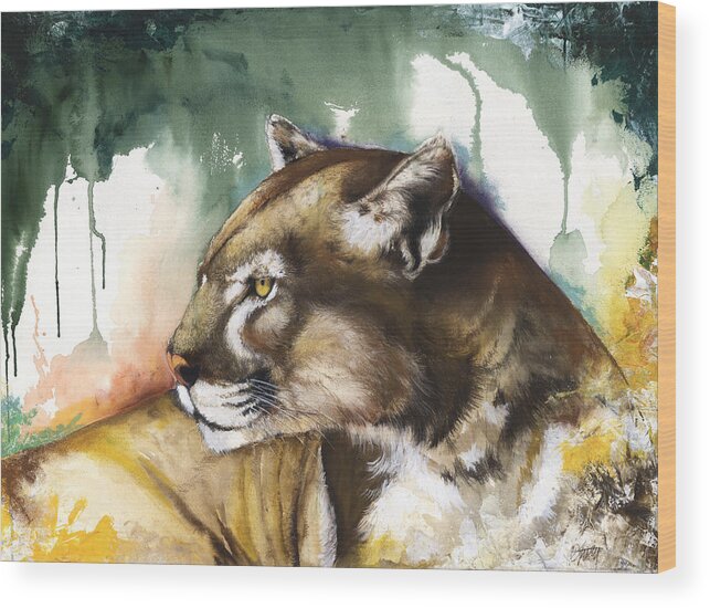 Florida Panther Wood Print featuring the mixed media Florida panther 2 by Anthony Burks Sr