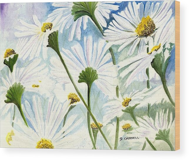 Nature Wood Print featuring the painting Flower study ten by Darren Cannell