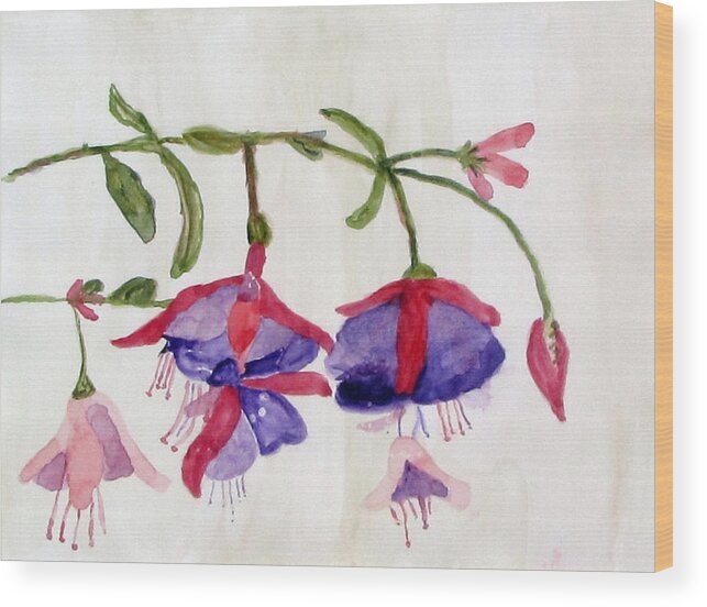  Wood Print featuring the painting Flowers by Kathleen Barnes