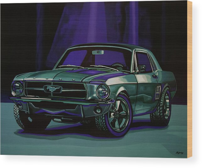 Ford Mustang Wood Print featuring the painting Ford Mustang 1967 Painting by Paul Meijering