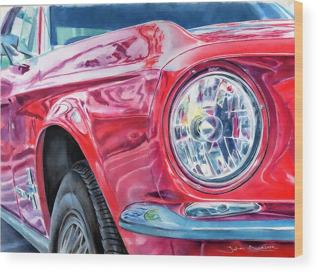 Ford Wood Print featuring the painting Ford Mustang by John Neeve