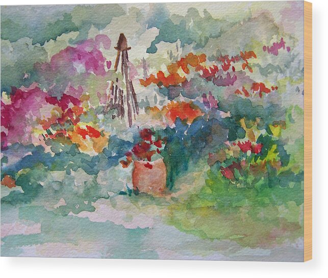 Nature Wood Print featuring the painting Garden Memories by Sandy Collier