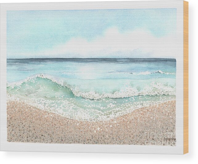 Beach Wood Print featuring the painting Gentle Waves by Hilda Wagner