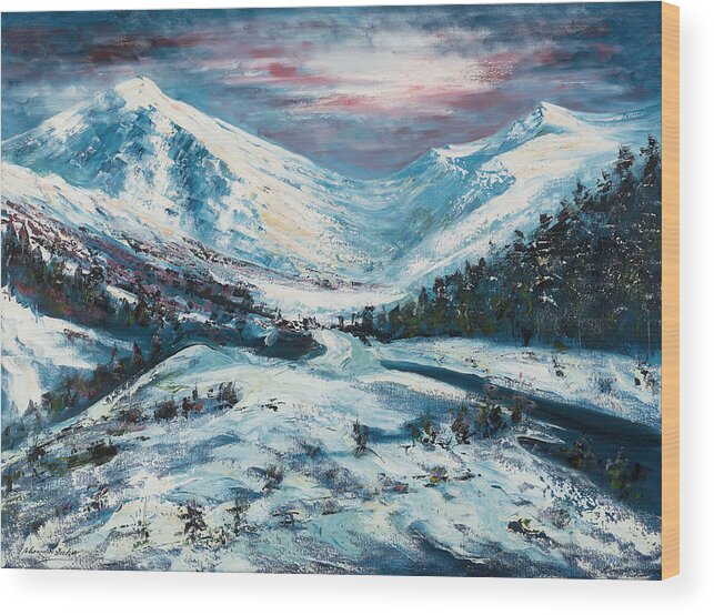 Glen Nevis Wood Print featuring the painting Glen Nevis, Scotland. by Alexander Taylor Dickie