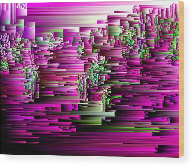 Glitch Wood Print featuring the digital art Glitchtastic - Pixel Art by Jennifer Walsh