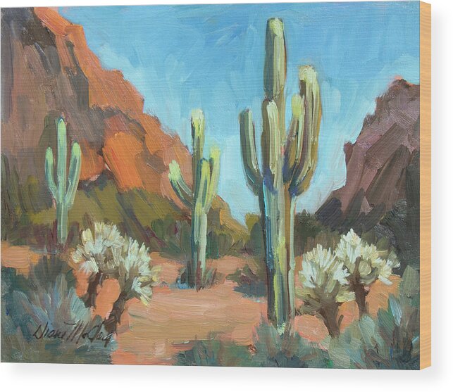 Desert Wood Print featuring the painting Gold Canyon by Diane McClary