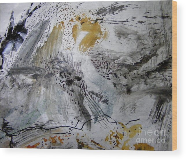 Abstract Gray And Gold Painting Wood Print featuring the painting Gray and Gold by Nancy Kane Chapman
