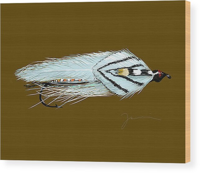 Fly Wood Print featuring the painting Gray Ghost by Jean Pacheco Ravinski