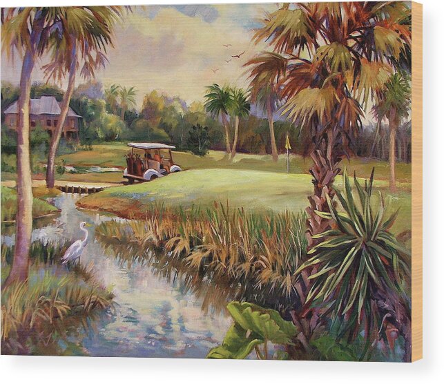 Landscape Wood Print featuring the painting Great Day for Golf by Dianna Willman