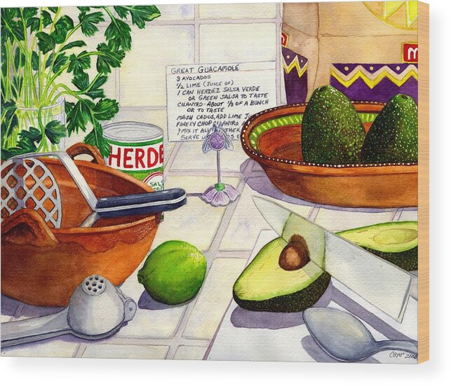 Guacamole Wood Print featuring the painting Great Guac. by Catherine G McElroy
