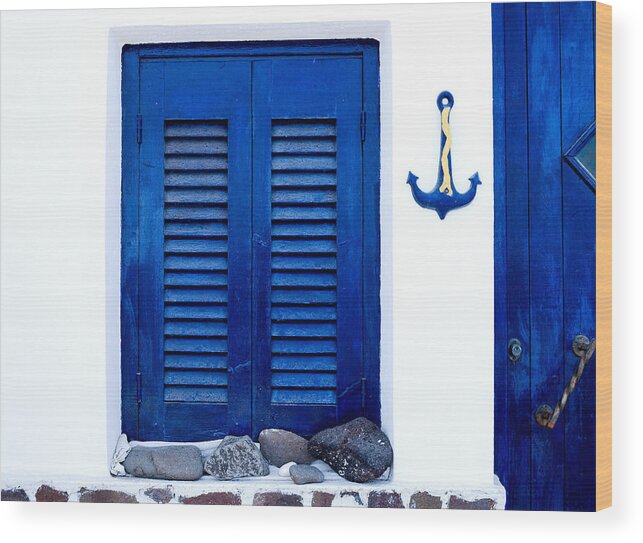Home Wood Print featuring the photograph Greek traditional house exterior by Michalakis Ppalis