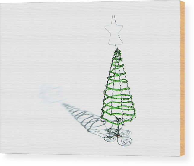 Helen Northcott Wood Print featuring the photograph Green Bead Christmas Tree ii by Helen Jackson