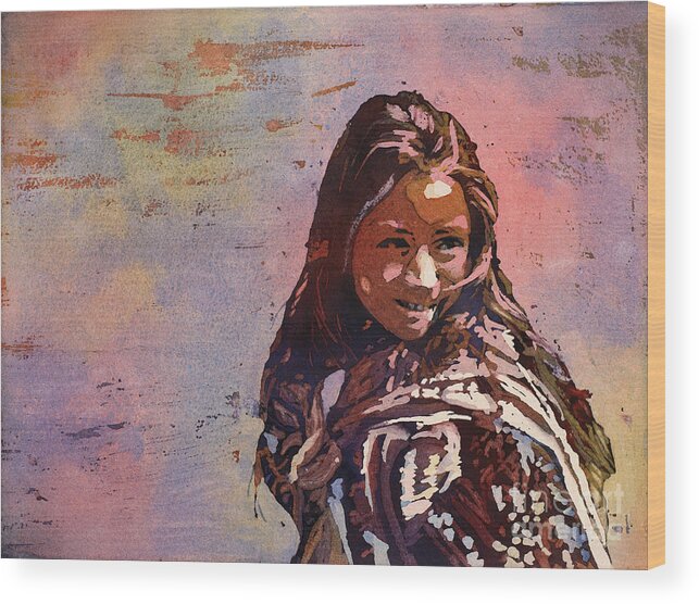 Art Prints Wood Print featuring the painting Guatemalan Girl by Ryan Fox