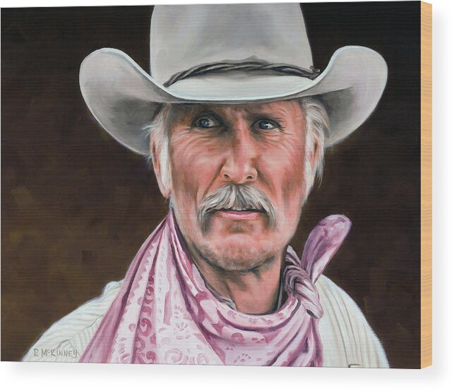 Cowboy Wood Print featuring the painting Gus McCrae Texas Ranger by Rick McKinney