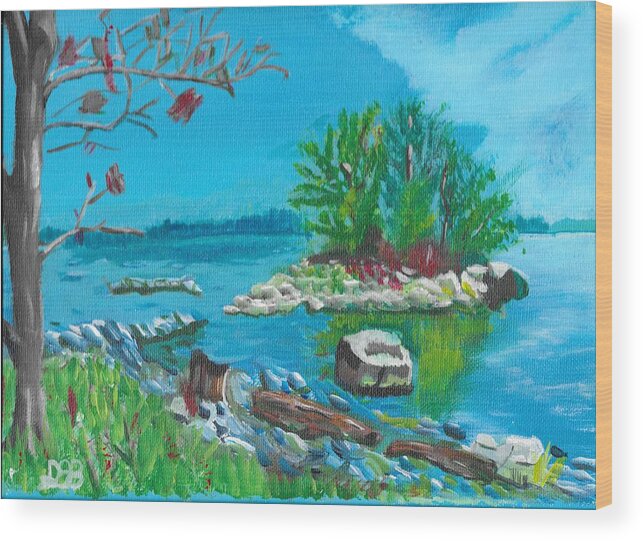 Landscape Wood Print featuring the painting Hamilton inner bay by David Bigelow