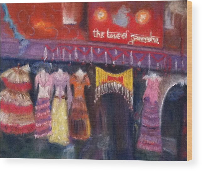 Colorful Wood Print featuring the pastel Hangin' in The Haight by Sandra Lee Scott